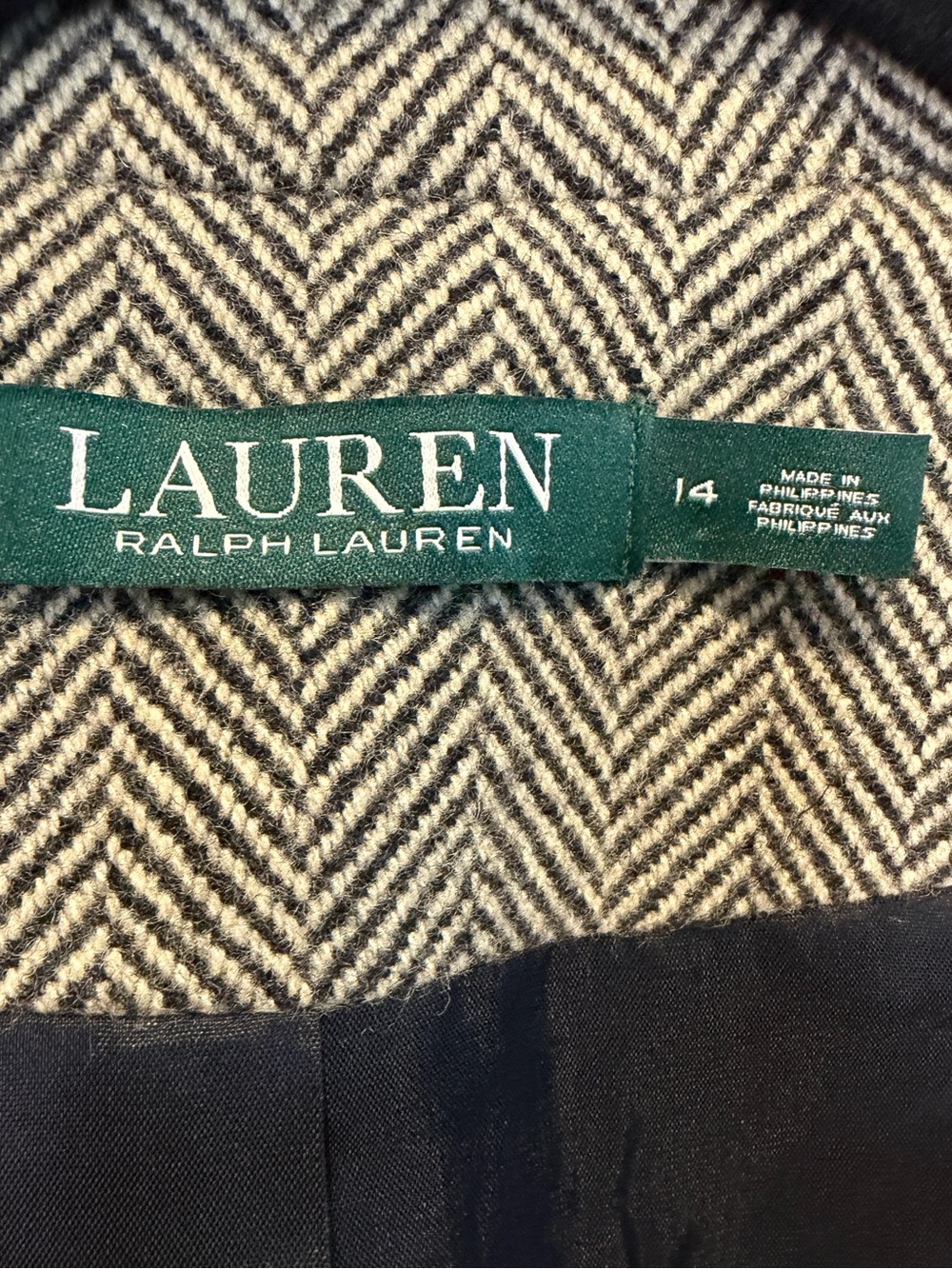 Lauren Ralph Lauren Wool Herringbone Blazer Women’s 14 - Picture 4 of 15
